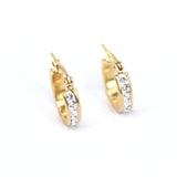 Titanium Gold Crystals Snap Back Hoop Earring Pair, Hypoallergenic