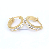 Titanium Gold Crystals Snap Back Hoop Earring Pair, Hypoallergenic