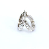 Titanium Gold Crystals Snap Back Hoop Earring Pair, Hypoallergenic