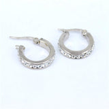 Titanium Gold Crystals Snap Back Hoop Earring Pair, Hypoallergenic
