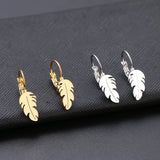 Titanium Gold Hoops Pair, Hypoallergenic, Sleeper, Feather Earrings