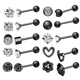 Titanium Black Earrings, Ball Back Screw on Studs Pair, Hypoallergenic