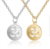 18k Gold Titanium Om Pendant Necklace