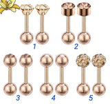 Titanium Rose Gold Earrings, Ball Back Screw on Studs Pair, Hypoallergenic