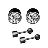 Titanium Black Earrings, Ball Back Screw on Studs Pair, Hypoallergenic