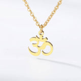 Rose Gold Titanium Om Pendant Necklace, Thin Rose Gold Chain
