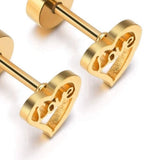 Titanium Silver Heart of Love Screw on Studs Pair, Hypoallergenic