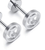 Titanium Silver Earrings Screw Back Studs Pair, Hypoallergenic