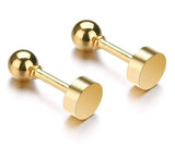 Titanium Gold Ball Circle Back Screw on Studs Pair, Hypoallergenic