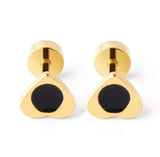 Titanium Silver Heart Circle Back Screw on Studs Pair, Hypoallergenic