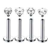 1PC / Pair 16G Titanium Clear Gem Internal Thread, Monroe, Labret, Tragus