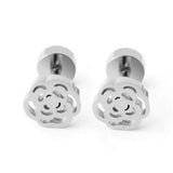 Titanium Gold Rose Circle Back Screw on Studs Pair, Hypoallergenic