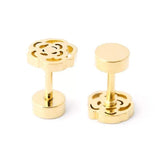 Titanium Silver Rose Circle Back Screw on Studs Pair, Hypoallergenic