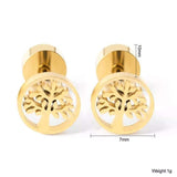 Titanium Gold Tree Of Life Screw on Studs Pair, Hypoallergenic