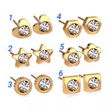 18K Gold Titanium Push Back Studs