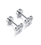Titanium Gold Heart of Love Screw on Studs Pair, Hypoallergenic