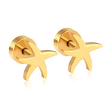 Titanium Gold Earrings Screw Back Studs Pair, Hypoallergenic Minimalist