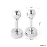 Titanium Silver Ball Circle Back Screw on Studs Pair, Hypoallergenic