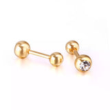 Titanium Gold Earrings, Ball Back Screw on Studs Pair, Hypoallergenic