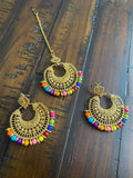 Indian Earrings, Tikka and Earrings Set, Indian Jewelry