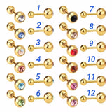 Titanium Gold Earrings, Ball Back Screw on Studs Pair, Hypoallergenic